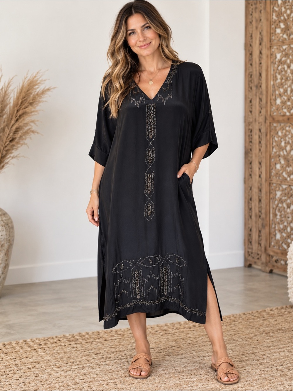 Burning Torch | Silk Beaded Dress